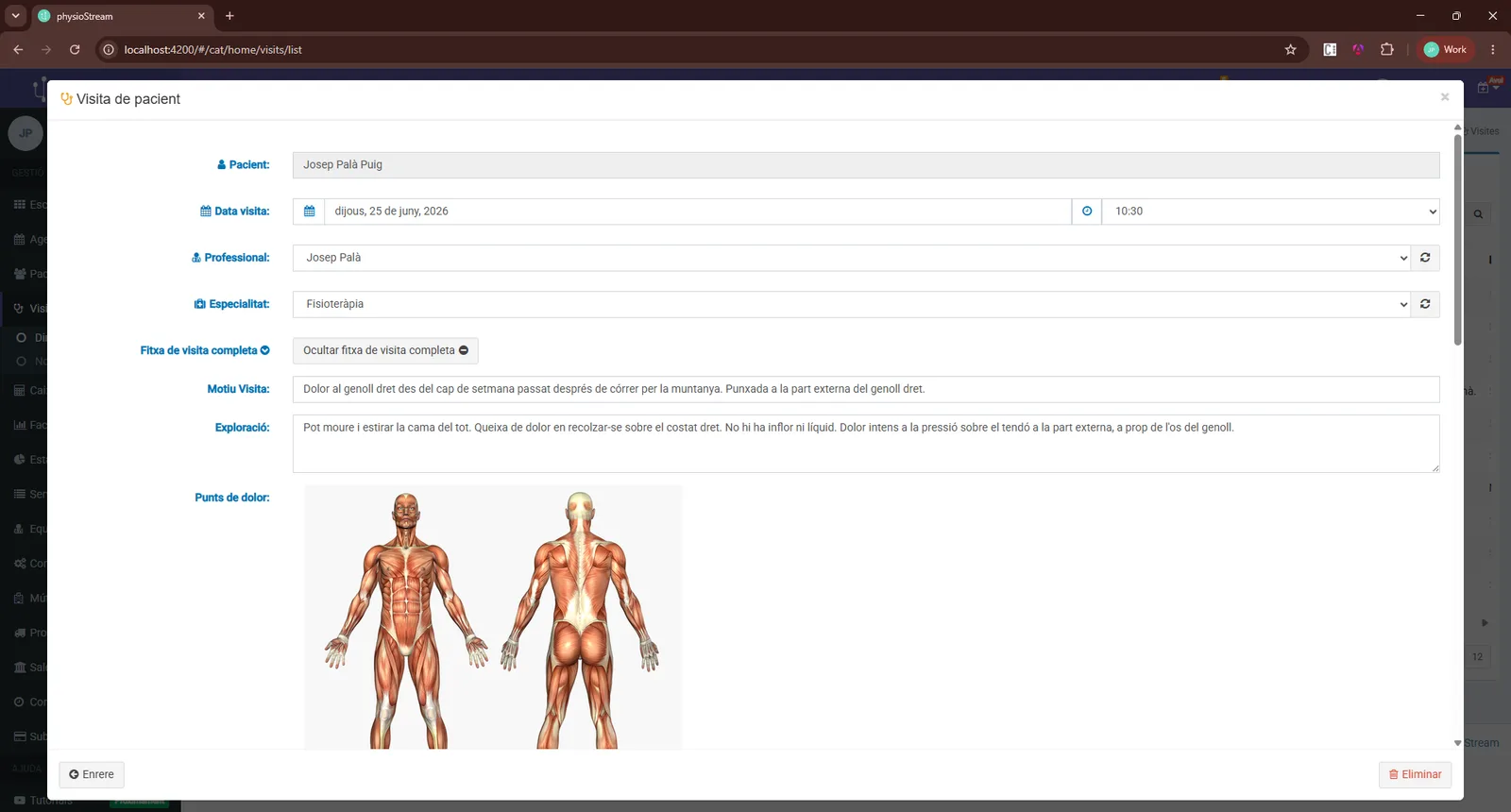 Fitxa de visita de Streamly sense la pantalla del sistema de transcripció